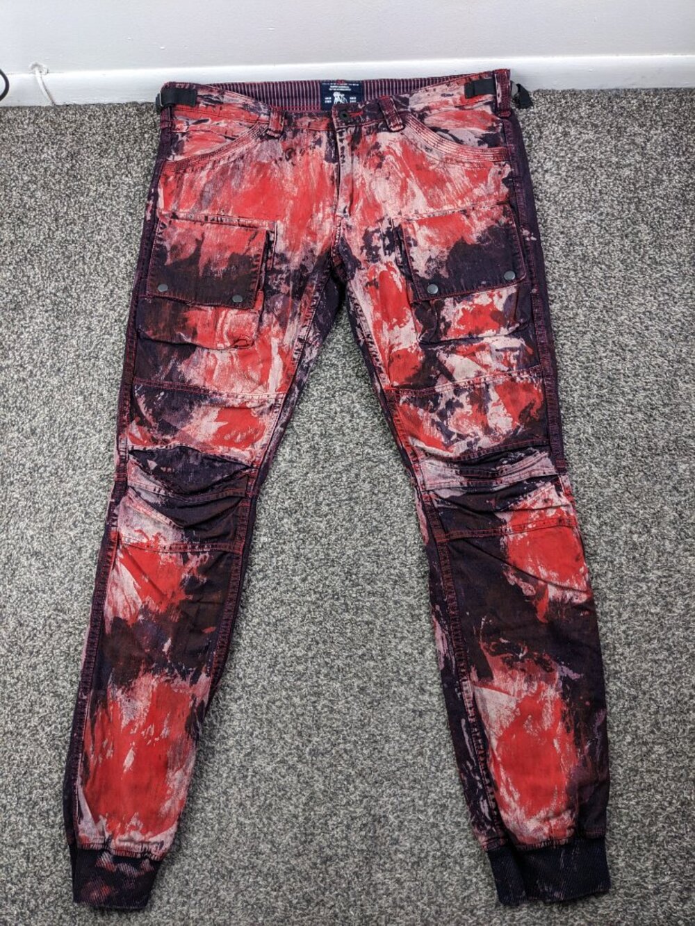 PRPS Jeans Splatter Print Mens Red Black Splatter Savoy Fit Jogger 36x34